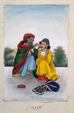 Load image into Gallery viewer, Daak Art Print - An Ear-Cleaner Attending to a Man's Ear by Unnamed Delhi Painter