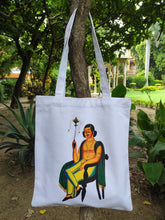 Load image into Gallery viewer, Kalighat Tote Bag - Man Smoking a Margila Pipe OR Babu Living His Best Life