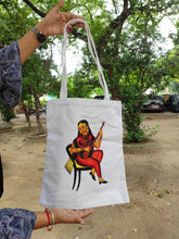 Load image into Gallery viewer, Kalighat Tote Bag - Courtesan Playing Sitar OR Lady and Her Beats