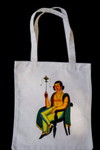 Load image into Gallery viewer, Kalighat Tote Bag - Man Smoking a Margila Pipe OR Babu Living His Best Life