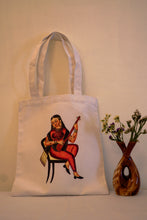 Load image into Gallery viewer, Kalighat Tote Bag - Courtesan Playing Sitar OR Lady and Her Beats