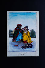 Load image into Gallery viewer, Daak Art Print - An Ear-Cleaner Attending to a Man&#39;s Ear by Unnamed Delhi Painter
