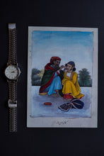 Load image into Gallery viewer, Daak Art Print - An Ear-Cleaner Attending to a Man&#39;s Ear by Unnamed Delhi Painter
