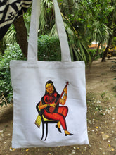 Load image into Gallery viewer, Kalighat Tote Bag - Courtesan Playing Sitar OR Lady and Her Beats
