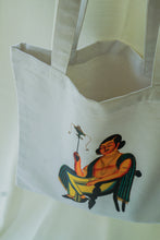 Load image into Gallery viewer, Kalighat Tote Bag - Man Smoking a Margila Pipe OR Babu Living His Best Life
