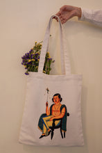 Load image into Gallery viewer, Kalighat Tote Bag - Man Smoking a Margila Pipe OR Babu Living His Best Life
