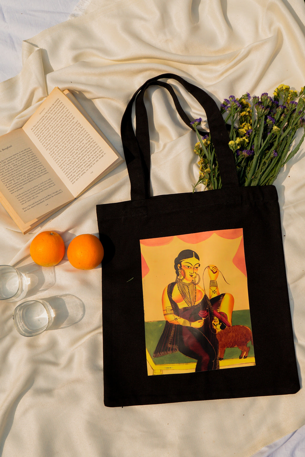 Kalighat Tote  - Courtesan and Her Admirer OR Men Are Sheep