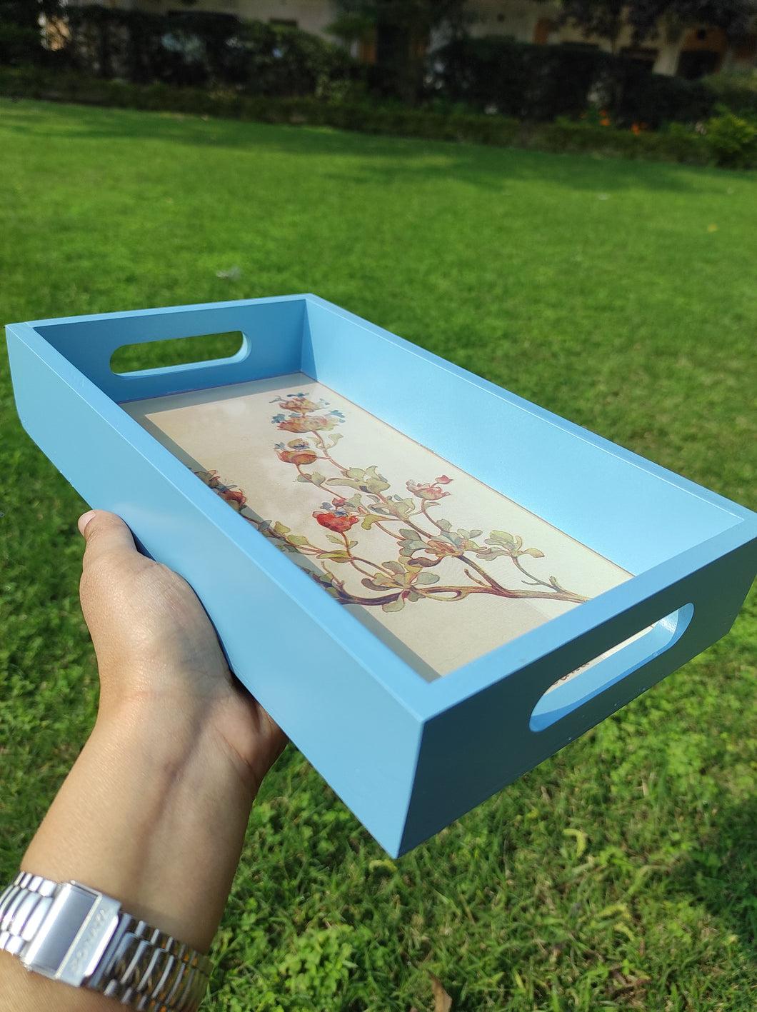 Daak Floral Tray - In Blue