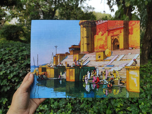 'Ghat in Benaras' by Hiroshi Yoshida - Daak Art Print